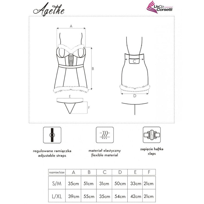 Livco Corsetti Fashion - Agethe Lc 90607 Camisa + Tanga + Gorro Navideño L/Xl