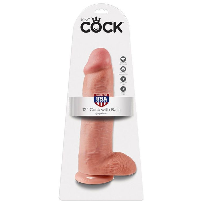 King Cock Pene Con Testículos De 12 - Color Natural