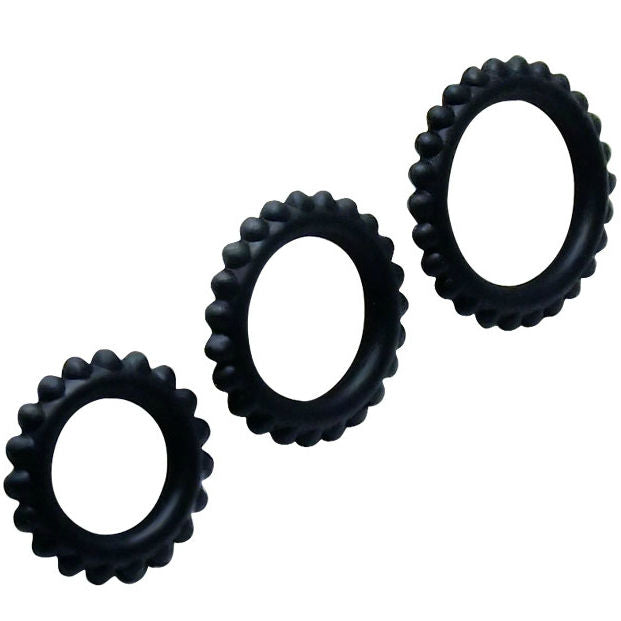 Baile - Titan Set 3 Pcs Cock Ring Black 2.8 + 2.4 + 1.9 Cm