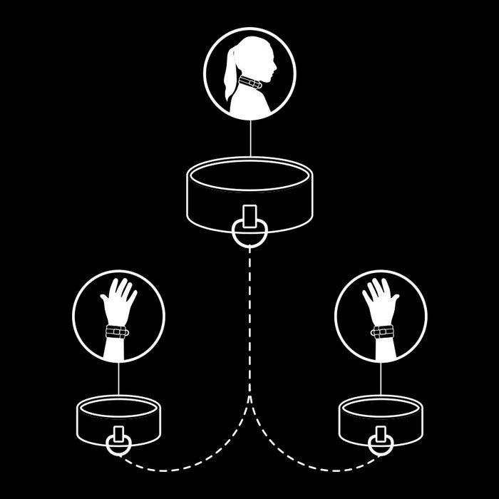 Fetish Submissive - Collar Y Esposas Cuero Vegano Con Forro De Nopreno