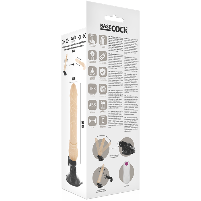 Basecock - Vibrador Realistico Control Remoto Natural 19.5 Cm -O- 4 Cm