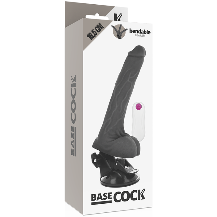 Basecock - Vibrador Articulable Control Remoto Negro 18.5 Cm -O- 4 Cm