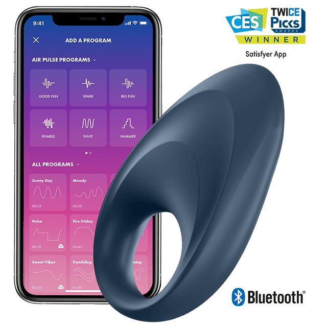 Mighty One Anillo Vibrador Con App Azul