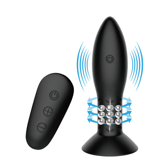 Mr Play - Plug Con Bolas Rotadoras Negro Control Remoto
