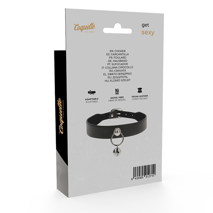 Coquette Chic Desire - Collar Cuero Vegano Accesorio Woman Cascabel/Aro
