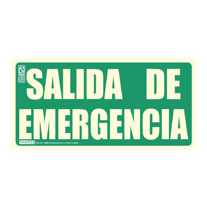 Implaser Ev273n Señal Salida De Emergencia 29,7x14,8cm