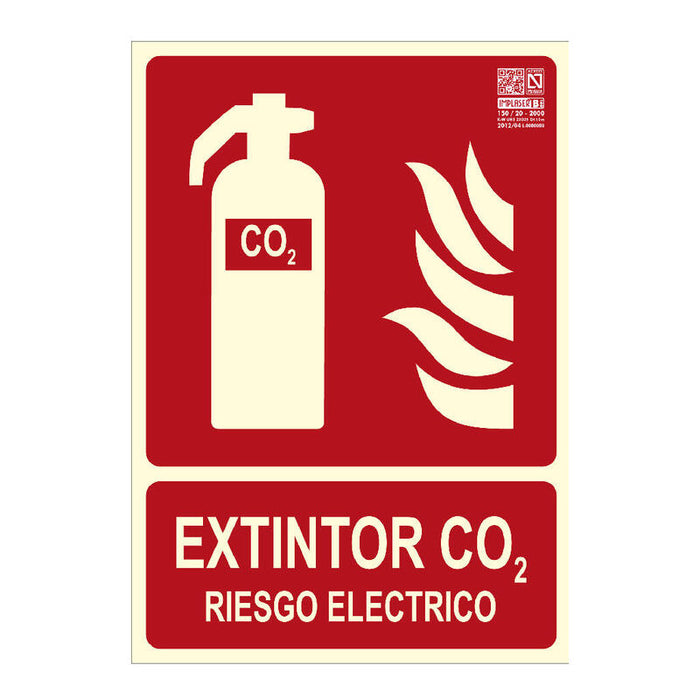 Implaser Ex219n-A4 Señal Extintor Co2 Riesgo Eléctrico 29,7x21cm