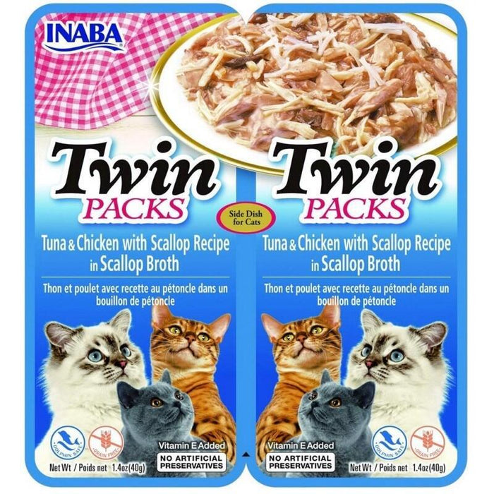 Inaba Cat Twin Tuna With Chicken And Scallops In Broth  Cat Treat  2x40g