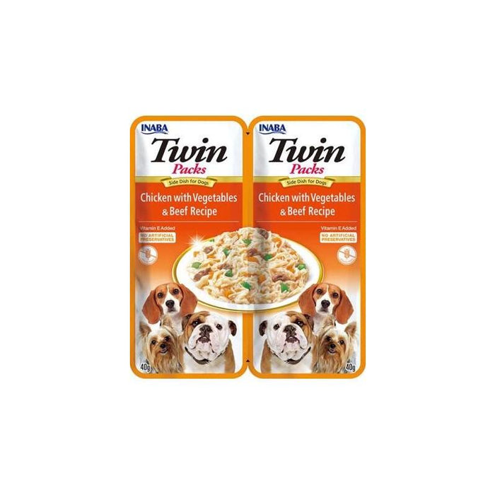 Inaba Dog Twin Chicken With Vegetables And Beef In Broth  Dog Treat  2x40g