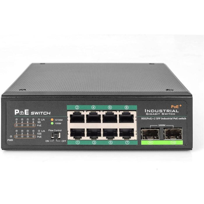 Industrial 8x Gigabit Poe Switch Perp 2x Sfp Uplink Extendet