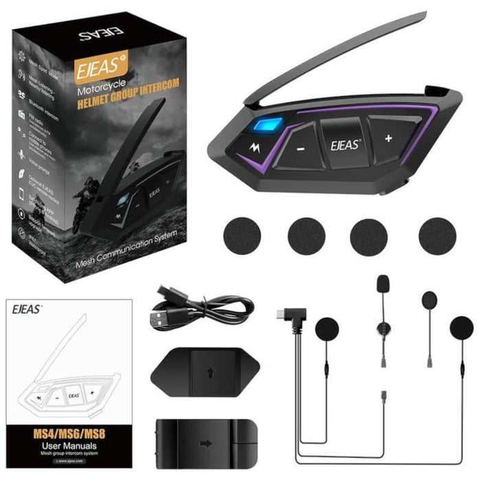 Intercomunicador Para Moto Ejeas Ms8 Inalámbricos Bluetooth