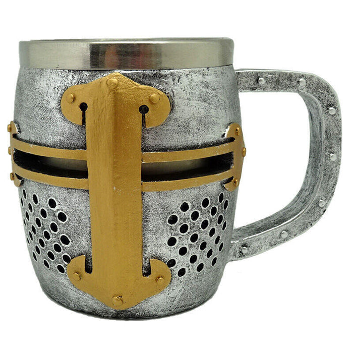 Jarra Caballero Medieval - Casco De Plata Y Oro