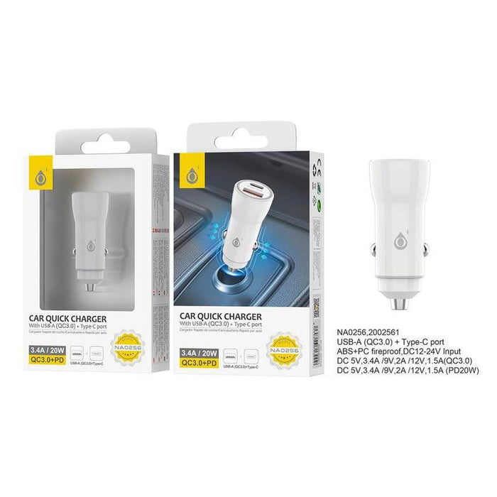 Jc Na0256 White Cargador De Vehículo Usb-C Usb-A 20w