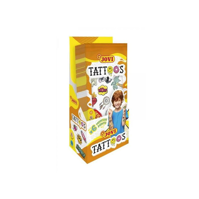 Jovi Expositor De 24 Tatuajes Temporales - Mas De 80 Motivos - Emoticonos, Animales Y Piratas - 6 Laminas