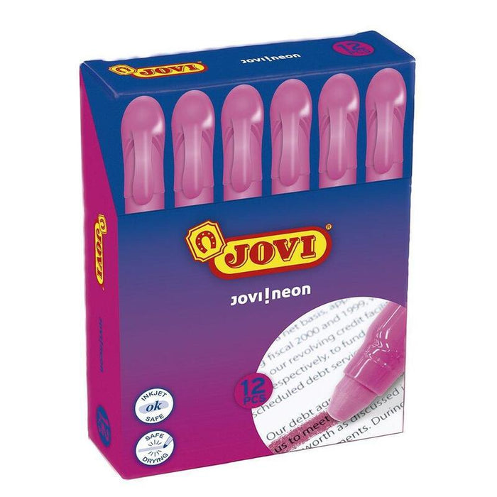 Jovi Marcador Fluorescente Jovi!Neon De Gel En Stick 140mm Rosa -12u-