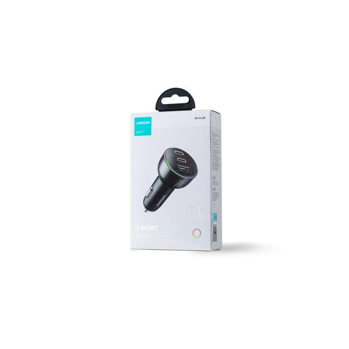 Joyroom Ladowarka Samochodowa 70w Z 3 Portami: Usb, 2 X Usb C Negro (Jr-Cl26)