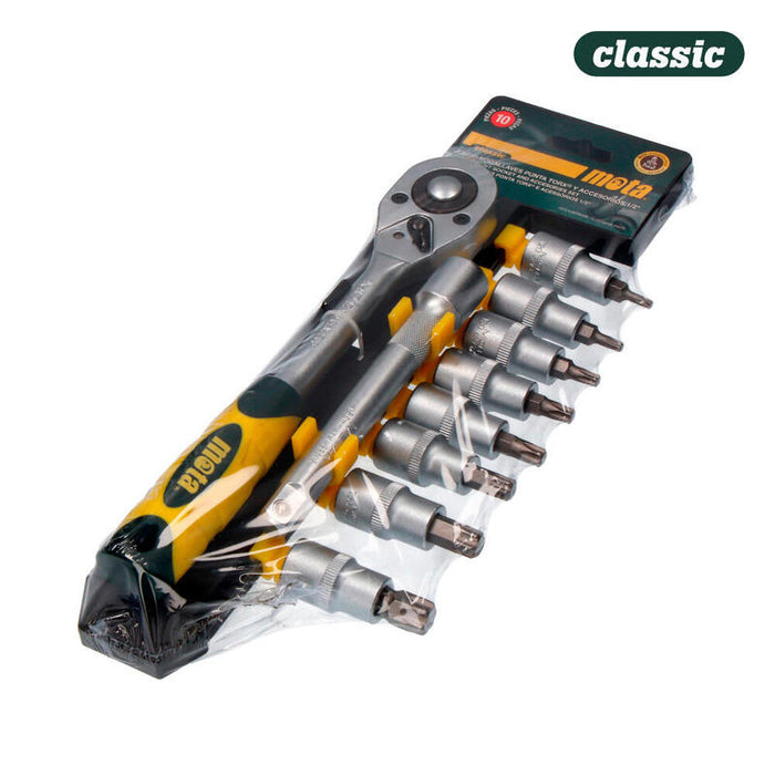 Juego 10pcs. Bocallaves Y Accesorios Enc. 1/2" Torx Cr.V Ek641