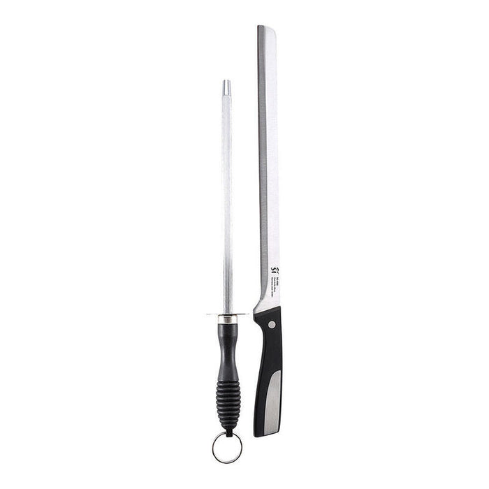 Juego De 2 Piezas Cuchillos Jamonero + Chaira Acero Inox Sg-4362 San Ignacio
