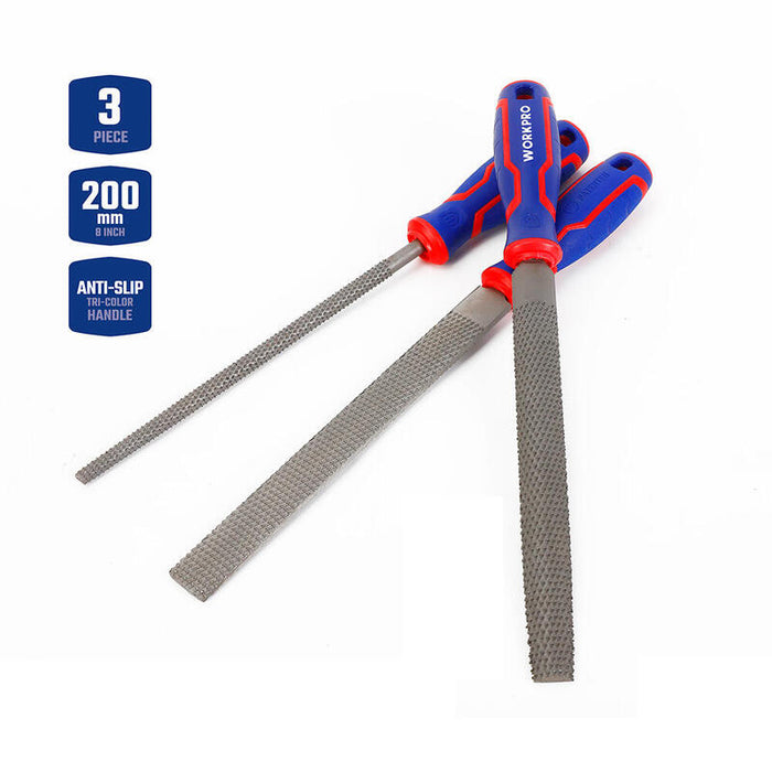 Juego De 3 Limas Para Madera De 200mm Workpro
