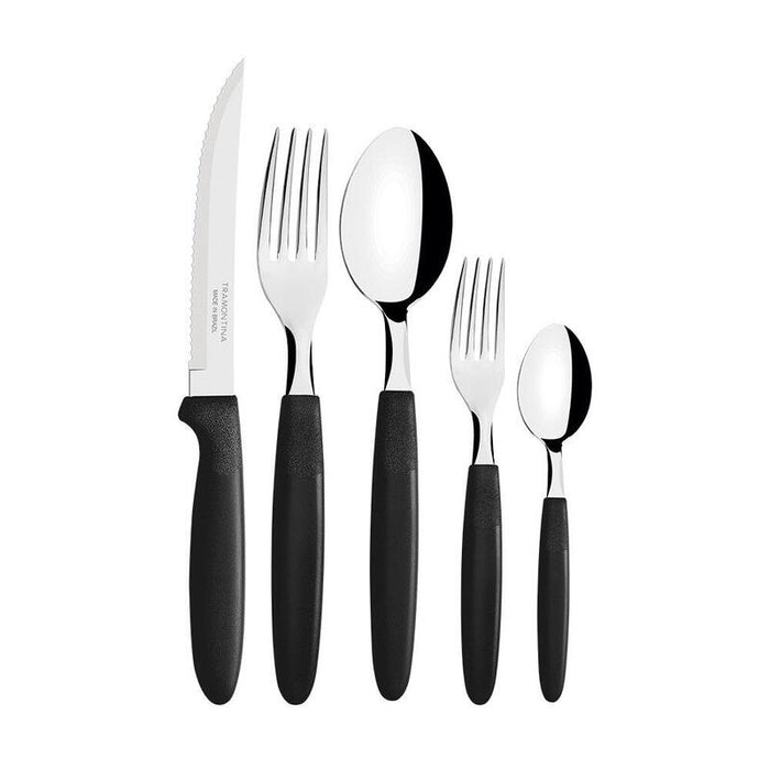 Juego De Cubiertos 30 Piezas Negro