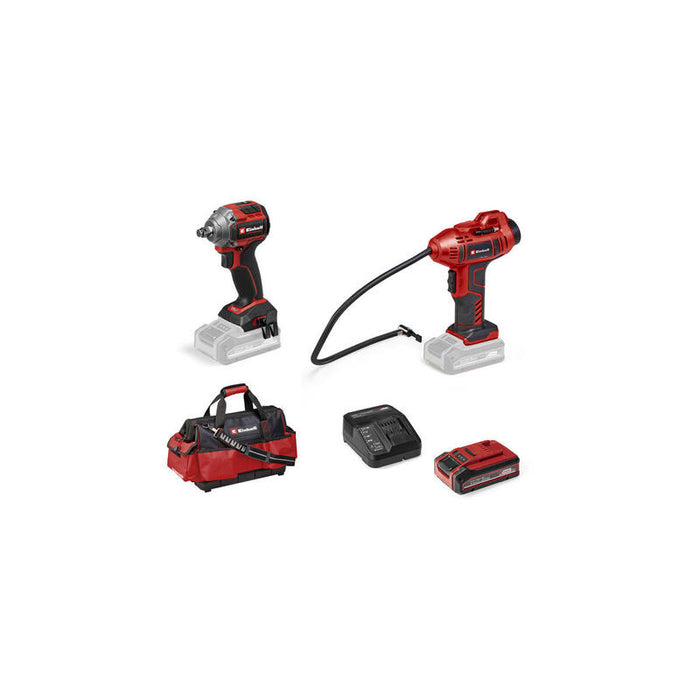 Einhell Maschinen-Set Tp-Cw 18/260 + Ce-Cc 18 Kit (Rojo/Negro, 1x Li-Ionen-Akku 4.0 Ah, Mit Tasche) 4326650