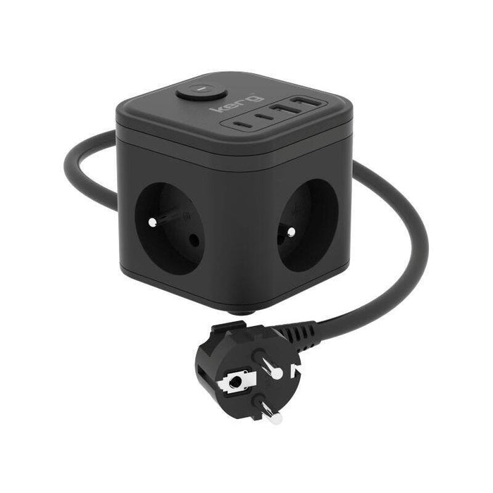 Kerg Smart  Enchufe Multiple De 3 Tomas + Cargador Usb-A+Usb-C 1,5 M 3×1,5 Mm2 H05vv-F 16 A/250 V