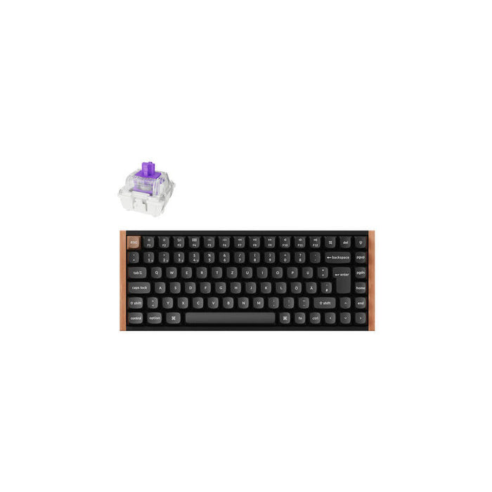 Keycron K2 He, Teclado De Juego Negro/Madera, Des-Layout, Gateron Double Rail Nebula, Marco De Aluminio K2h-F1-De