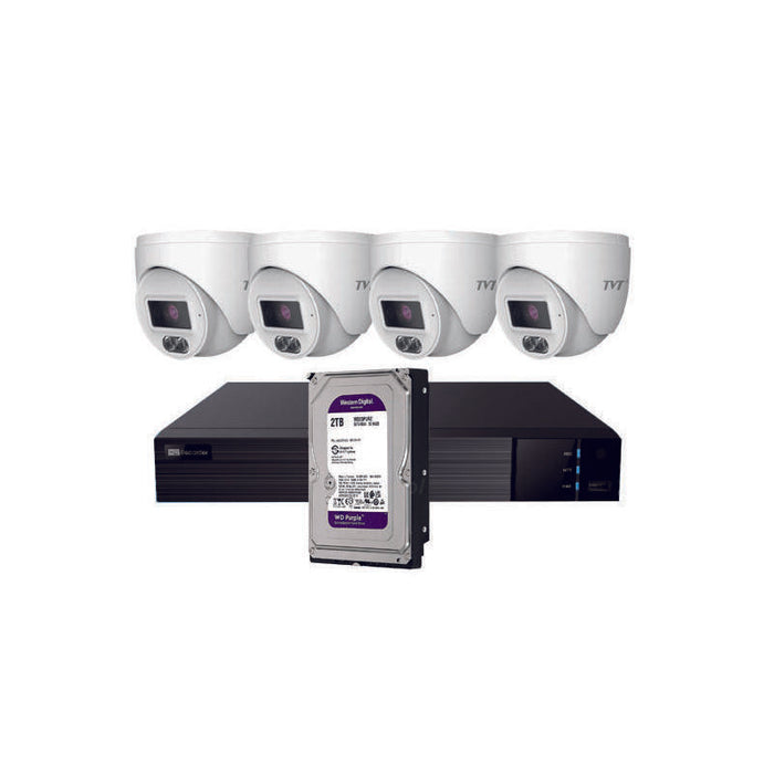 Kit Cctv Ip Nvr 4ch Poe + 4 Domos 4mp 2.8mm + Hd2tb