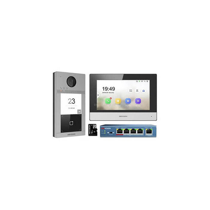 Kit De Videoportero Ip Residencial Placa Exterior Monitor Switch Poe  4 Puertos Microsd 16gb