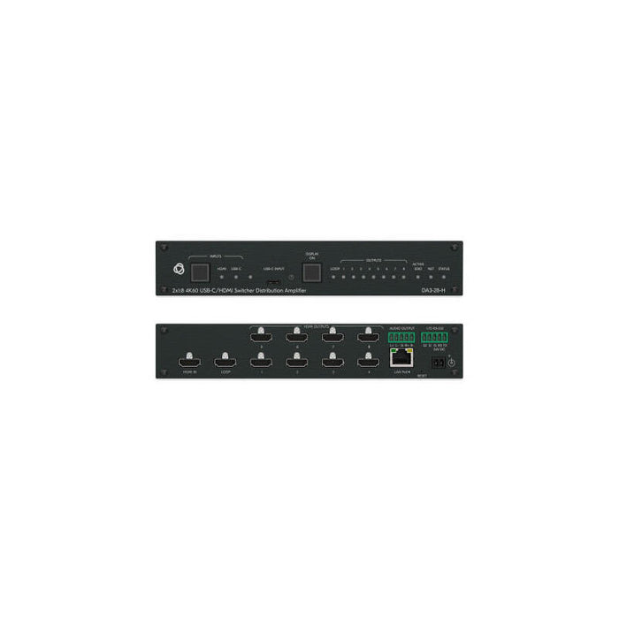 Kramer Avsm 2x1:8 4k60 Usb-C/Hdmi Switcher Distribution Amplifier- Da3-28-H (10-00002890)