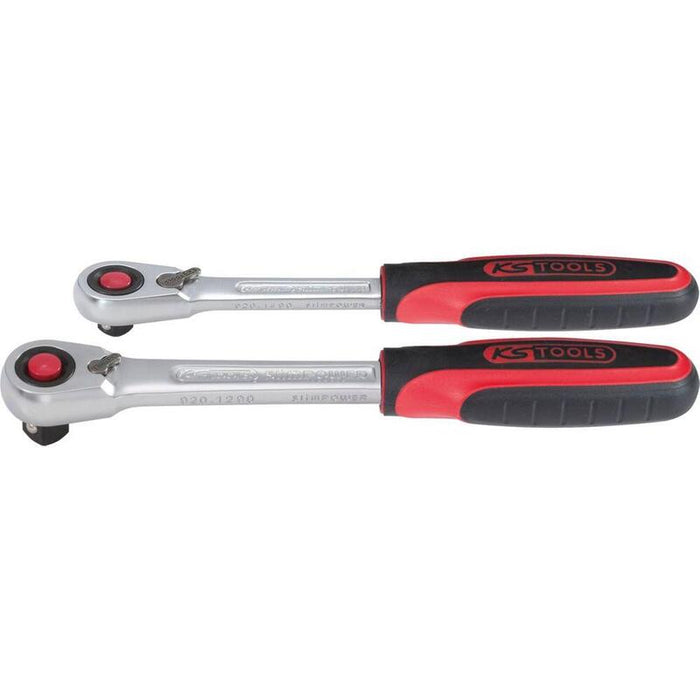 Ks Tools Juego De Carraca Reversible Slimpower, 2 Piezas 1/4"+1/2"