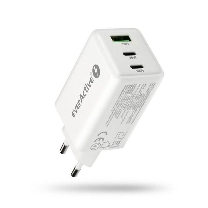 Ladowarka Sieciowa Gan Qc 4+ 65w 1xusb 2xusb-C Biala Sc-655q