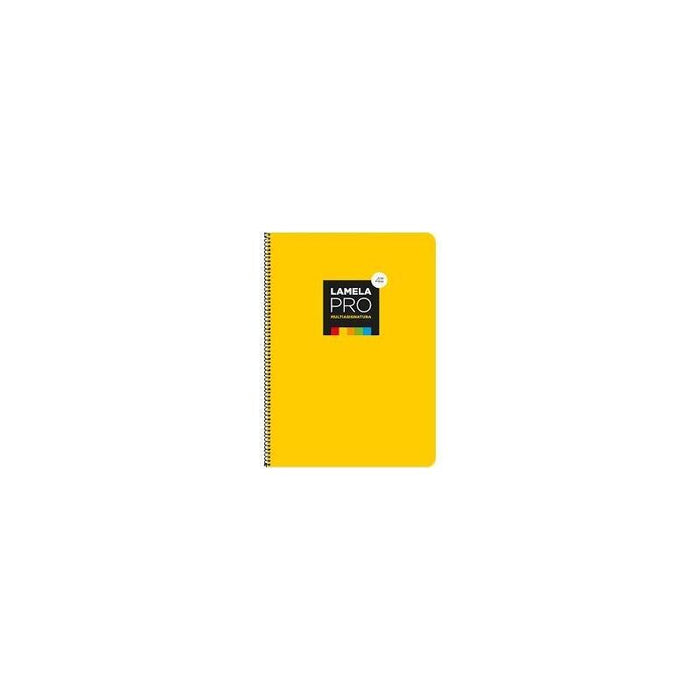Lamela Cuaderno Espiral 100 Hojas Folio Cuadrícula 4x4 Con Margen Amarillo -Paquete 5u-