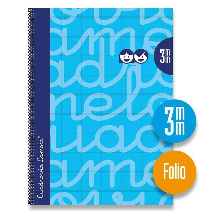 Lamela Cuaderno Espiral 80 Hojas Folio Cuadrícula 3x3 Con Margen Azul -Paquete 5u-