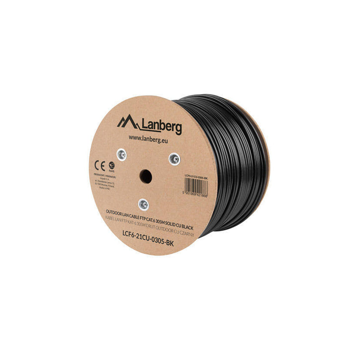 Lanberg Bobina Cable De Red Ftp Trenzado Exterior Cat. 6, 305m, Negro Lcf6-21cu-0305-Bk