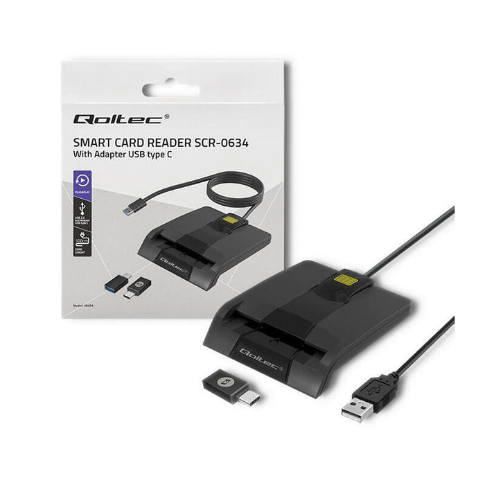 Lector De Tarjetas De Identificación Inteligente Qoltec  Scr-0634  Usb Tipo C