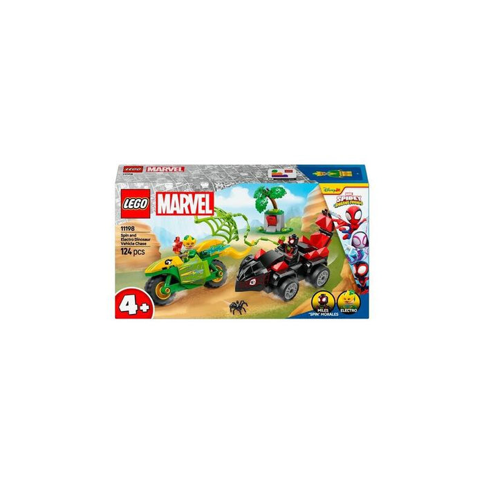 Lego 11198 Marvel Spidey Y Sus Súper Amigos, Acción Divertida Con Giros Y Electro En Sus Dinosaurios Velocistas, Juguete De Construcción   11198