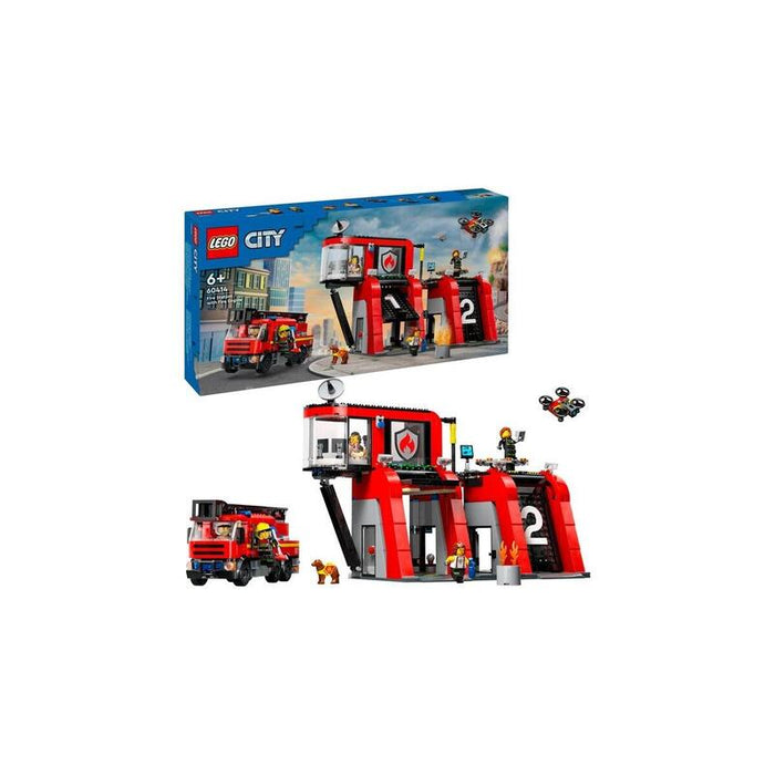 Lego 60414 City Estación De Bomberos Con Vehículo Con Escalera Giratoria