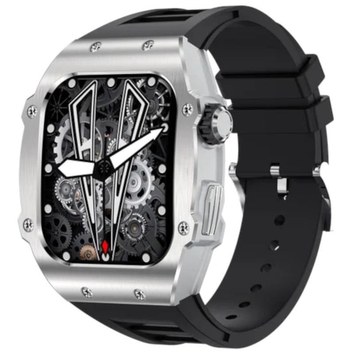 Lemfo Ak55 Plata Con Correa De Silicona Negra