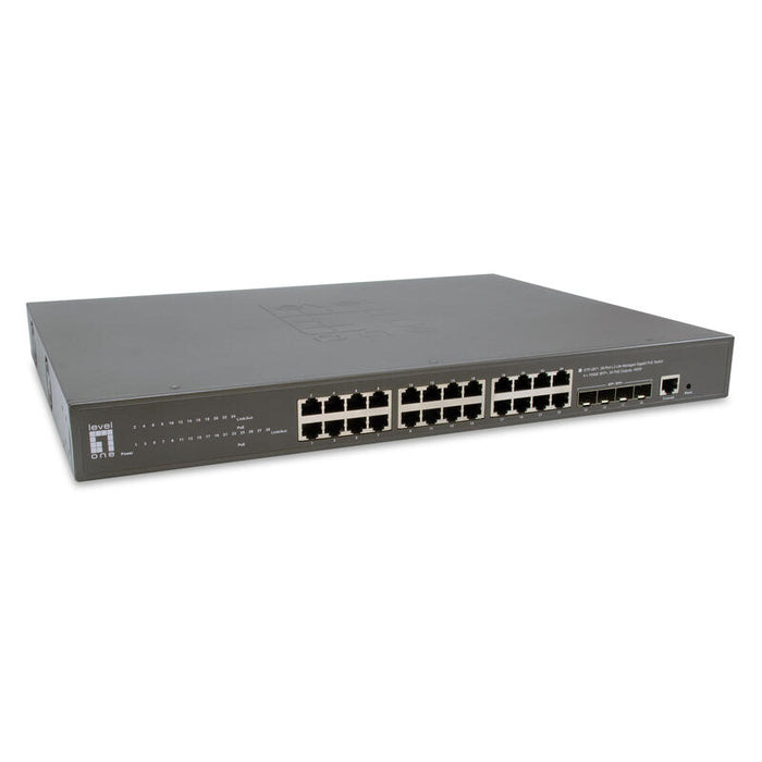 Levelone Switch 24x Ge Gtp-2871 4x10gsfp+19" 400w 24xpoe+