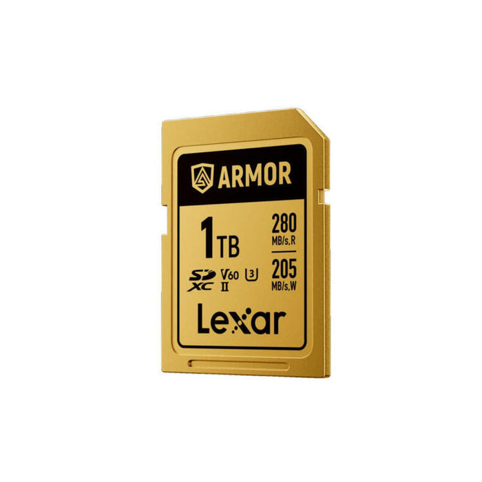 Lexar 1tb Professional Armor Gold Sdxc Uhs-Ii Cards,  Up To 280mb/S Read 210mb/S Write C10 V60 U3,Stainless Steel Casing, Ip68