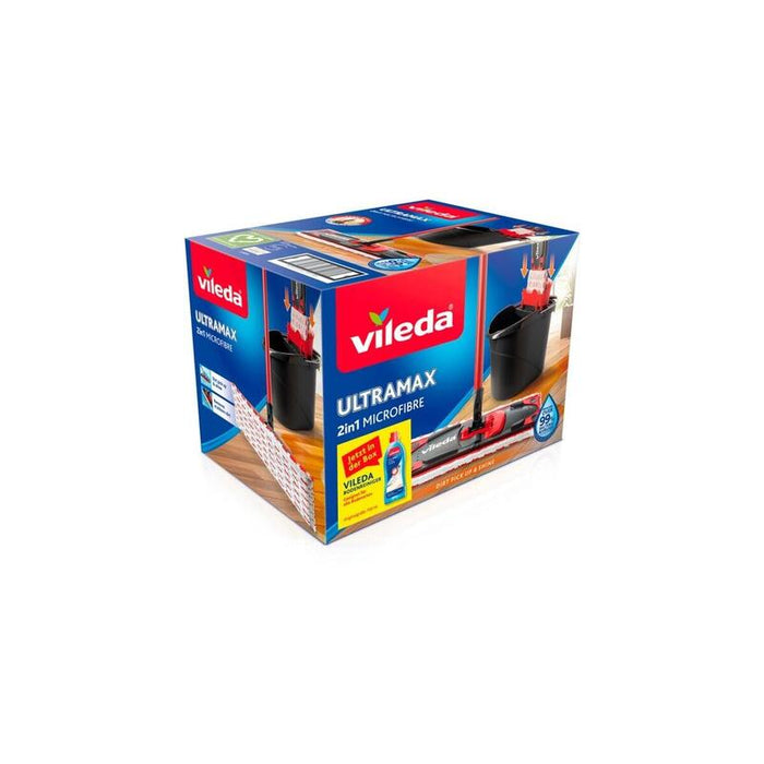 Limpiador Vileda Ultramax 2 En 1, Incluye Limpiador De Suelos, Limpiador De Suelos Negro/Rojo, Incluye Limpiador De Suelos Vileda De 750 Ml 167181