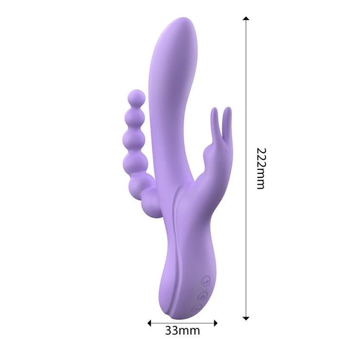 Vibrador  Lindsay Con Cadena Anal Silicona Líquida Unibody Flexible 2 Motores