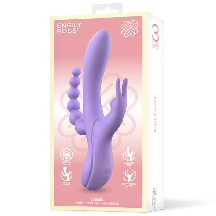 Vibrador  Lindsay Con Cadena Anal Silicona Líquida Unibody Flexible 2 Motores