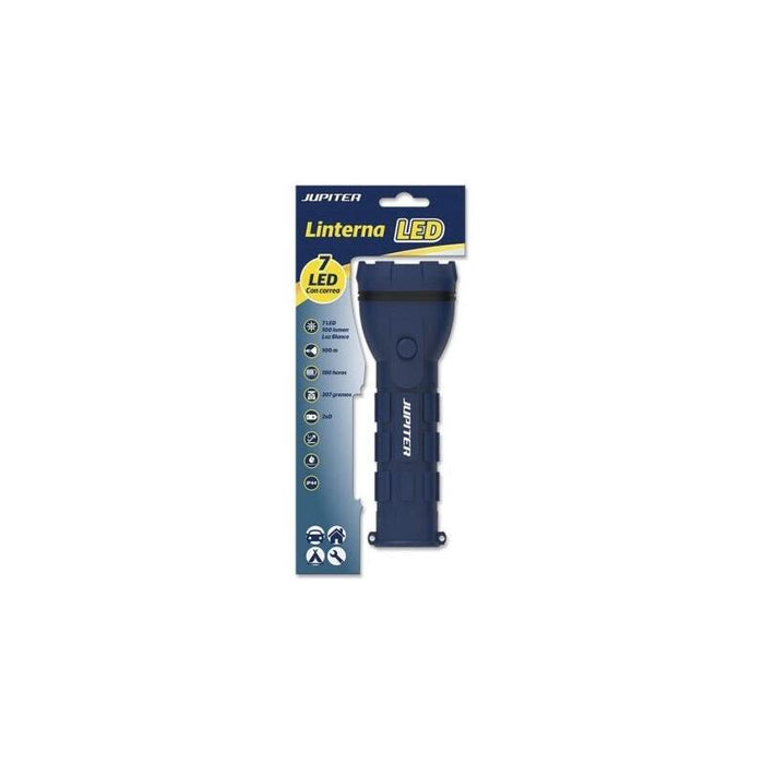 Linterna Jupiter De Luz Blanca 7 Led 100lm  Cuerpo De Goma  Resistencia Ip44 - Funciona Con 2 Pilas D R20 (No