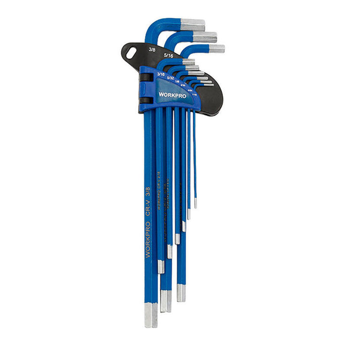 Llaves Allen Cr-V De Brazo Largo Revestidas, Juego 9 Piezas, (Métrico)