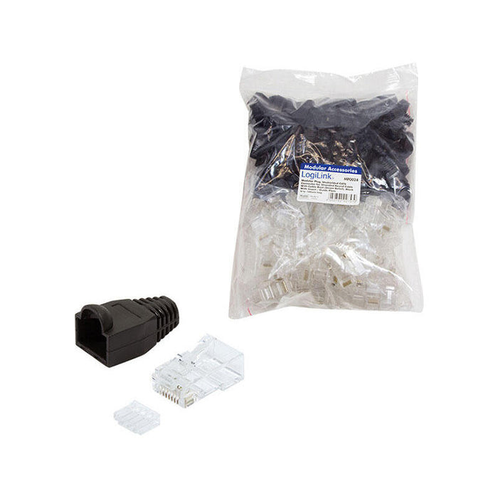 Logilink - Conector Enchufe Cat.6 Rj45 100pcs. Set, Sin Protección, Negro