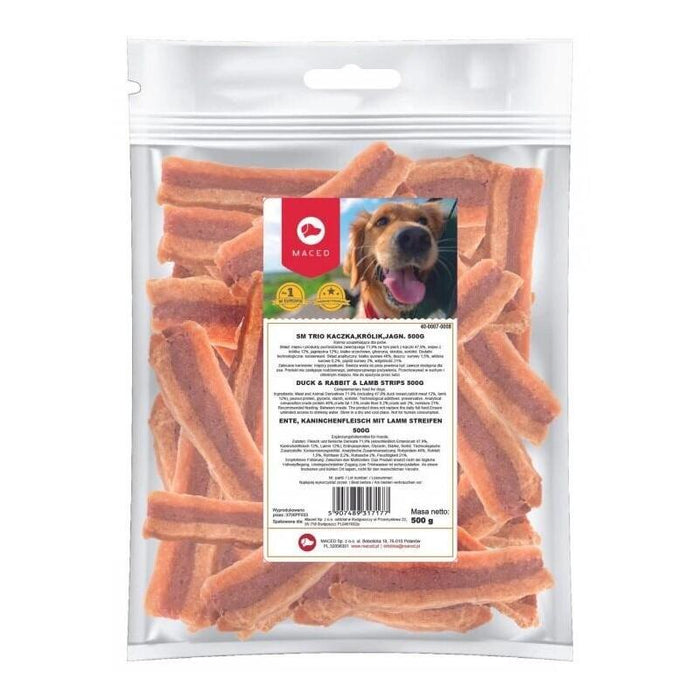 Maced Duck, Rabbit And Lamb Strips - Golosina Para Perros -  500g