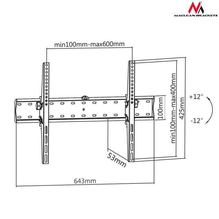 Maclean Mc-668 Soporte De Tv Pared Ajustable 37" A 70"