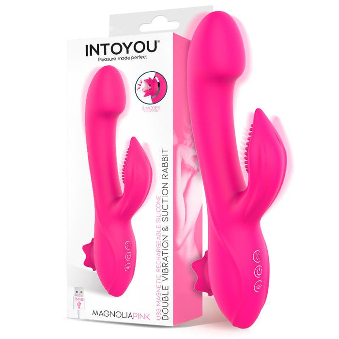 Magnoliapink Vibrador 3 En 1 Con Succionador De Clítoris Y Rabbit Usb Silicona